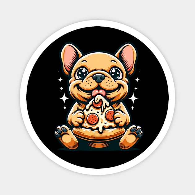 Cute French Bulldog with Pizza Magnet by logiamerch